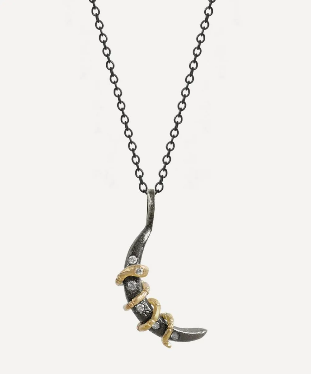 Acanthus Necklaces|Necklaces^Mixed Metal Serpent Moon Pendant Necklace
