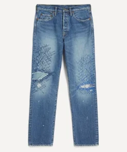 Kapital Jeans^Monkey CISCO Straight-Leg Distressed Embroidered Jeans