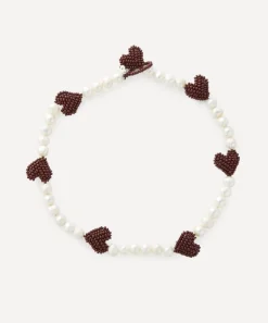 Pura Utz Necklaces^Multi Burgundy Heart Pearl Necklace