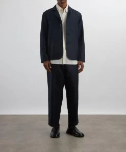 YMC Shirts^Navy Alva Cotton-Linen Moleskin Trousers