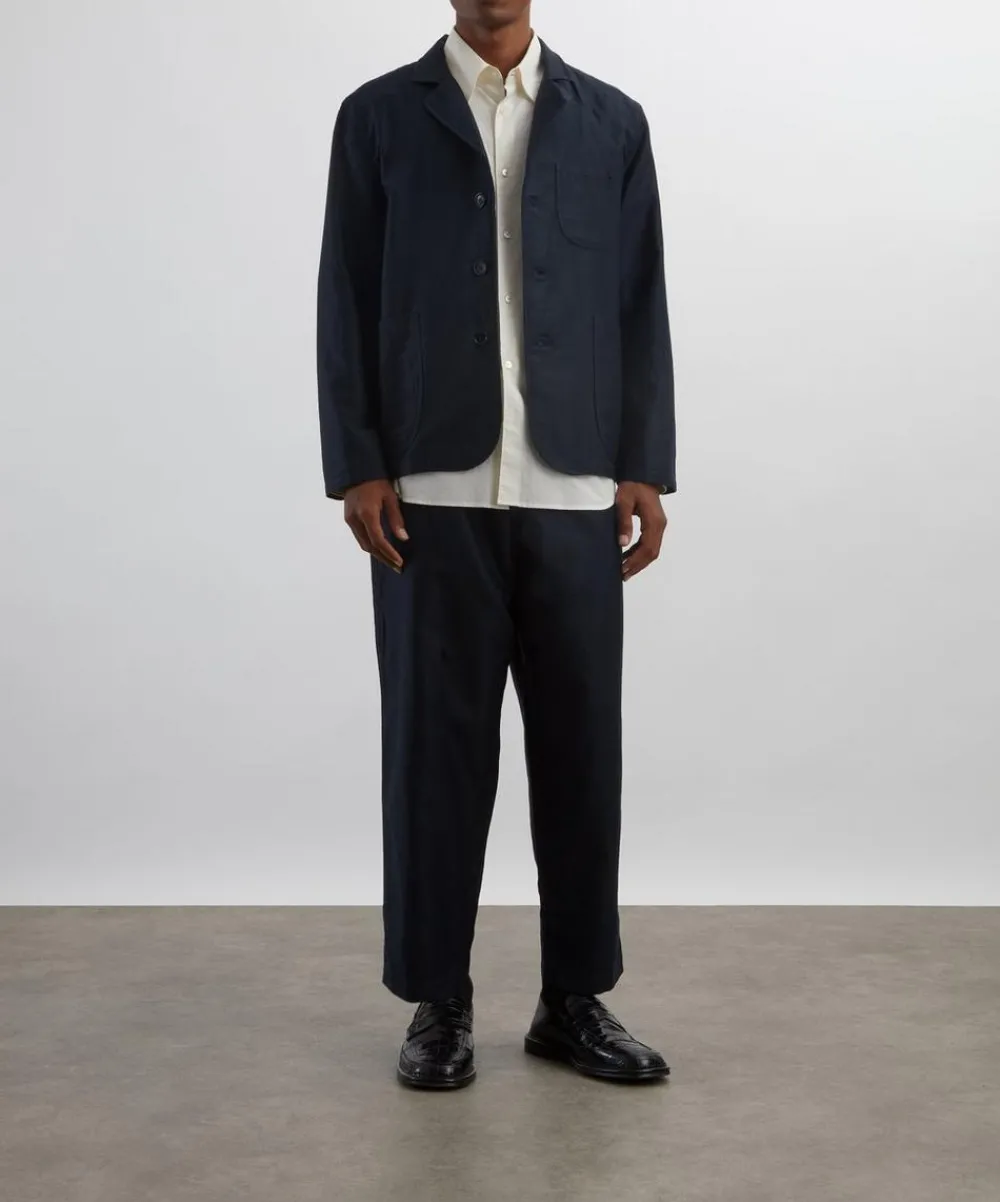 YMC Shirts^Navy Alva Cotton-Linen Moleskin Trousers