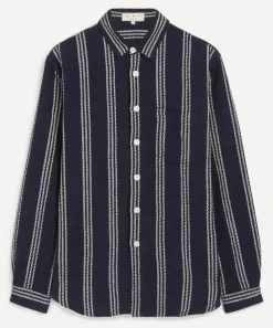 SMR Days Shirts^Navy and White Enamorados Cotton Waffle Shirt