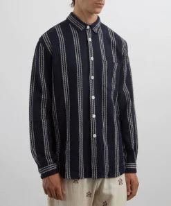 SMR Days Shirts^Navy and White Enamorados Cotton Waffle Shirt