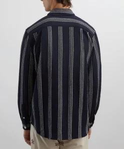 SMR Days Shirts^Navy and White Enamorados Cotton Waffle Shirt