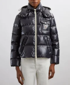Moncler Coats & Jackets^Navy Andro Hooded Short Down Jacket