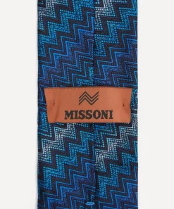 Missoni Ties^Navy Blue Chevron Zig-Zag Silk Tie
