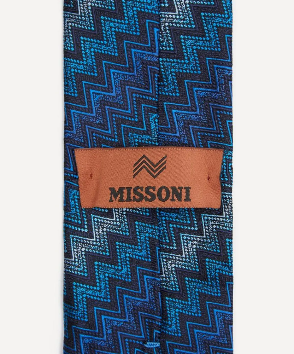 Missoni Ties^Navy Blue Chevron Zig-Zag Silk Tie