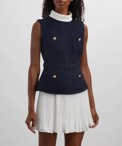 Self-Portrait Dresses^Navy Bouclé Chiffon Mini Dress