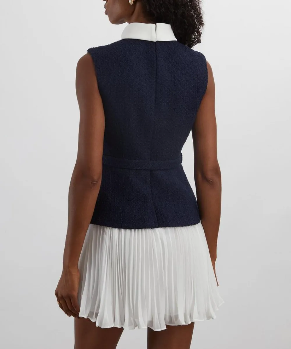 Self-Portrait Dresses^Navy Bouclé Chiffon Mini Dress