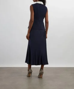Self-Portrait Dresses^Navy Bouclé Sleeveless Midi Dress