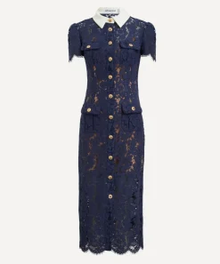 Self-Portrait Dresses^Navy Contrast Collar Midi Dress