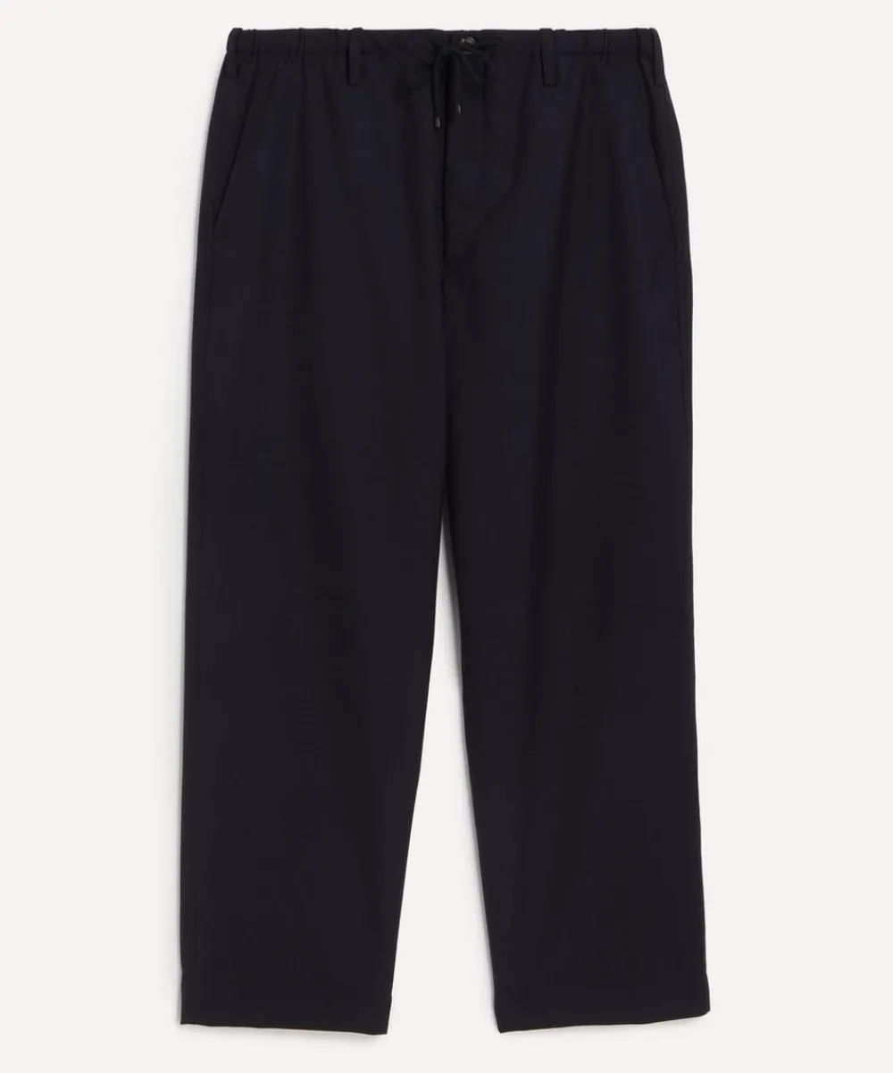 Dries Van Noten Trousers^Navy Drawstring Wool Trousers