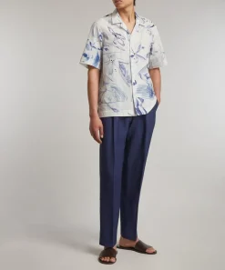 Paul Smith Trousers^Navy Linen-Wool Chino Trousers