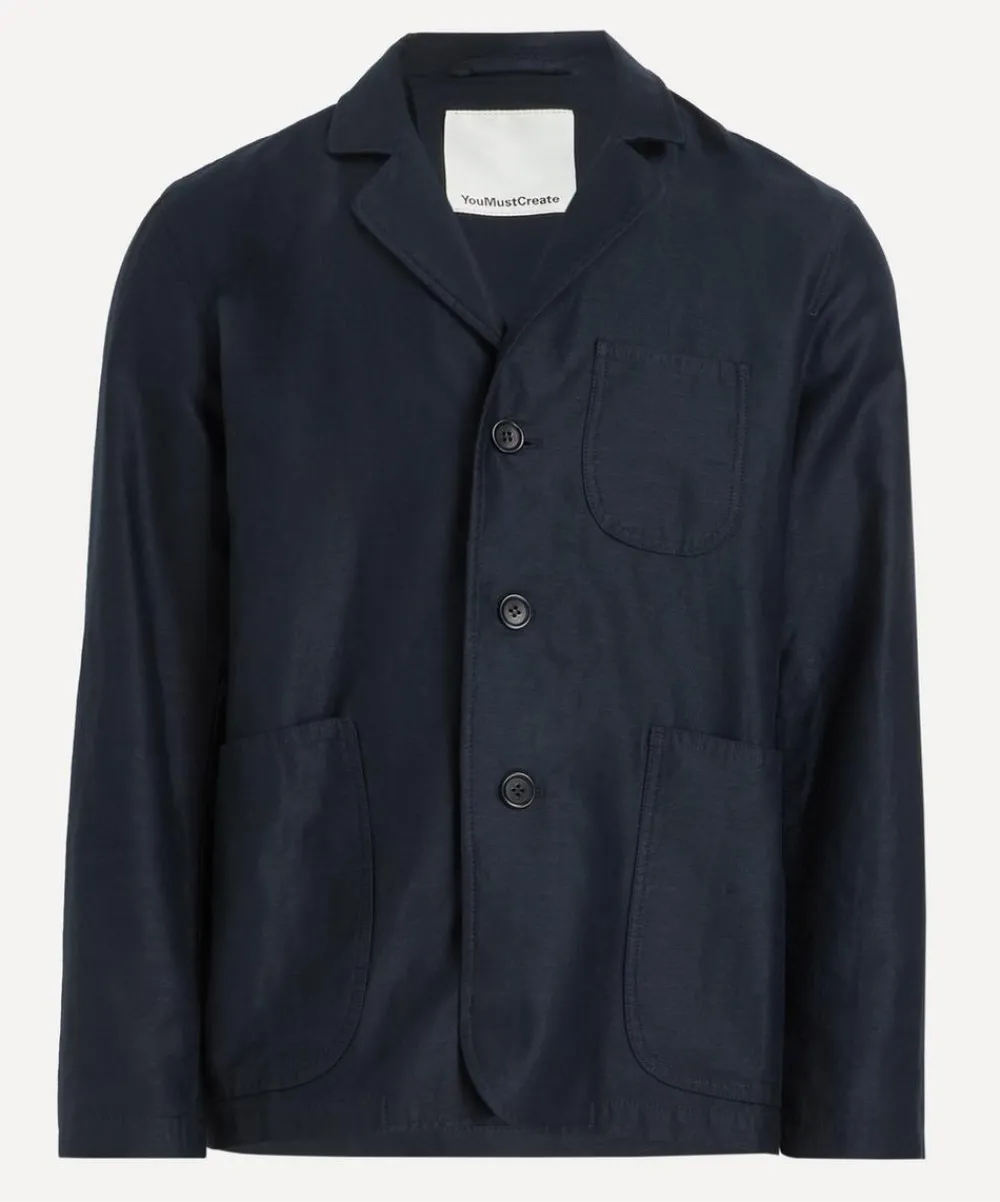 YMC Coats & Jackets^Navy Scutters Cotton-Linen Moleskin Blazer