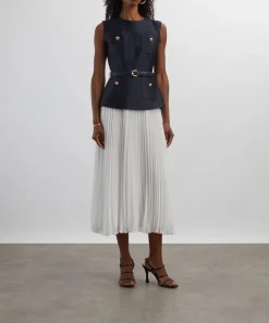Self-Portrait Dresses^Navy Taffeta Midi Dress