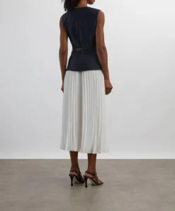 Self-Portrait Dresses^Navy Taffeta Midi Dress