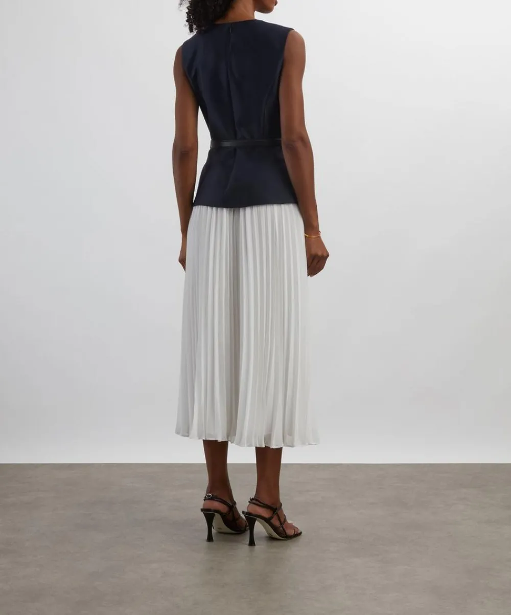 Self-Portrait Dresses^Navy Taffeta Midi Dress