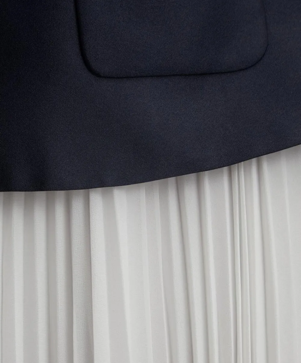 Self-Portrait Dresses^Navy Taffeta Midi Dress