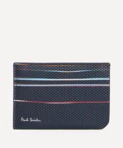 Paul Smith Wallets^Navy Woven Leather Signature Stripe Double Card Holder