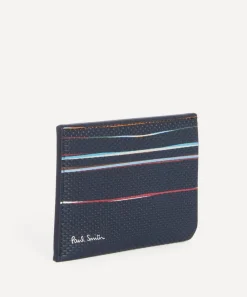 Paul Smith Wallets^Navy Woven Leather Signature Stripe Double Card Holder