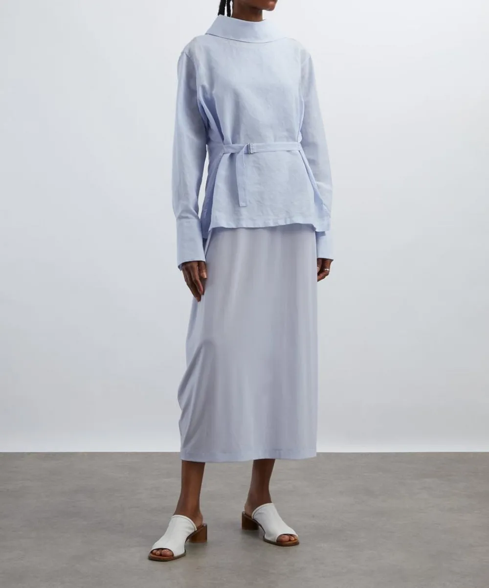 Issey Miyake Tops^Nigella Blue PAPER-ESQUE U Shirt