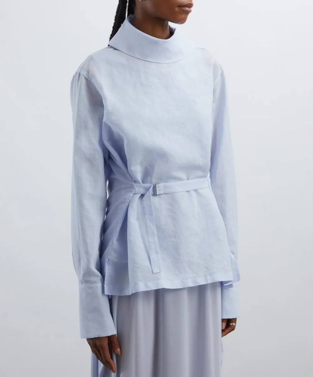 Issey Miyake Tops^Nigella Blue PAPER-ESQUE U Shirt