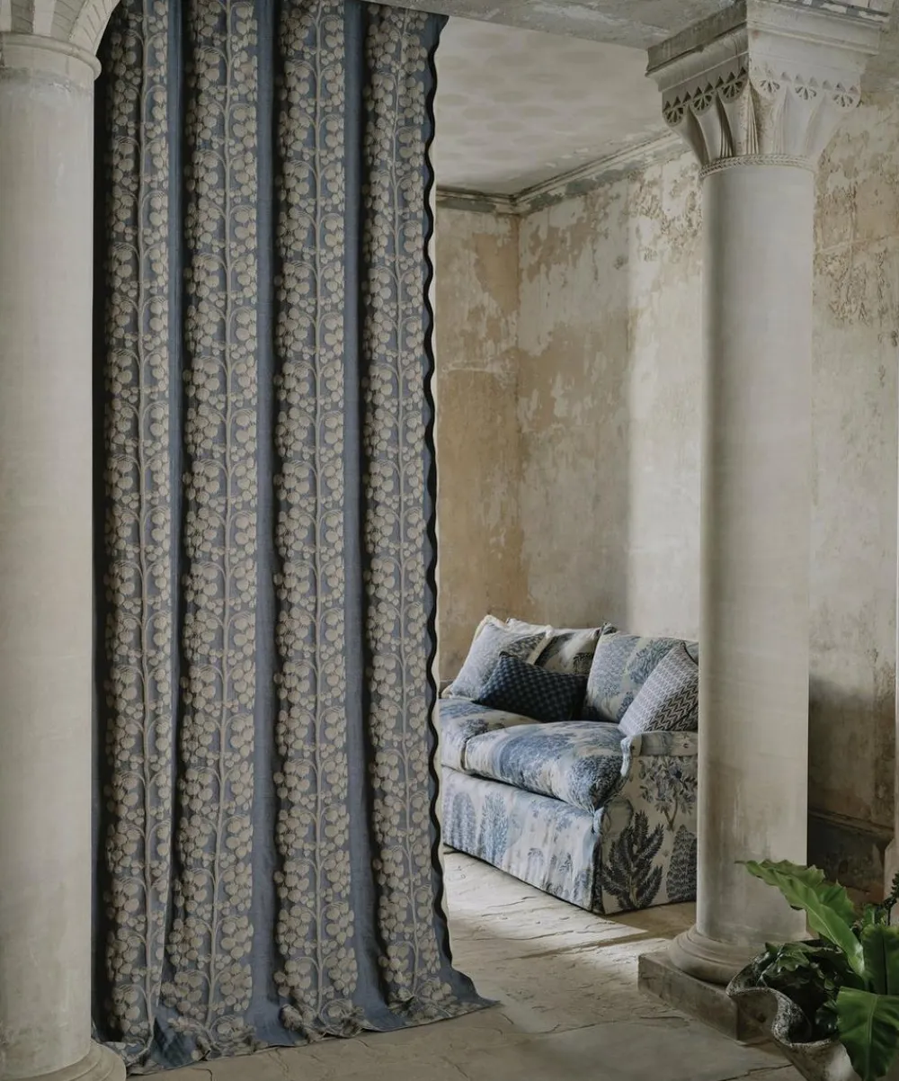 Liberty Interiors Furnishing Fabrics^Obi Check in Smalt Blue