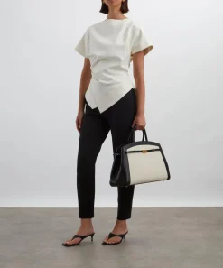 Róhe Tops^Off-White Draped Lapel Top