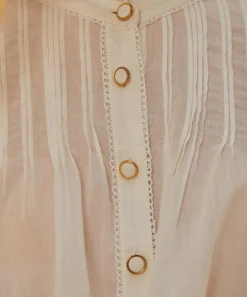 FARM Rio Tops^Off-White Long Sleeve Blouse
