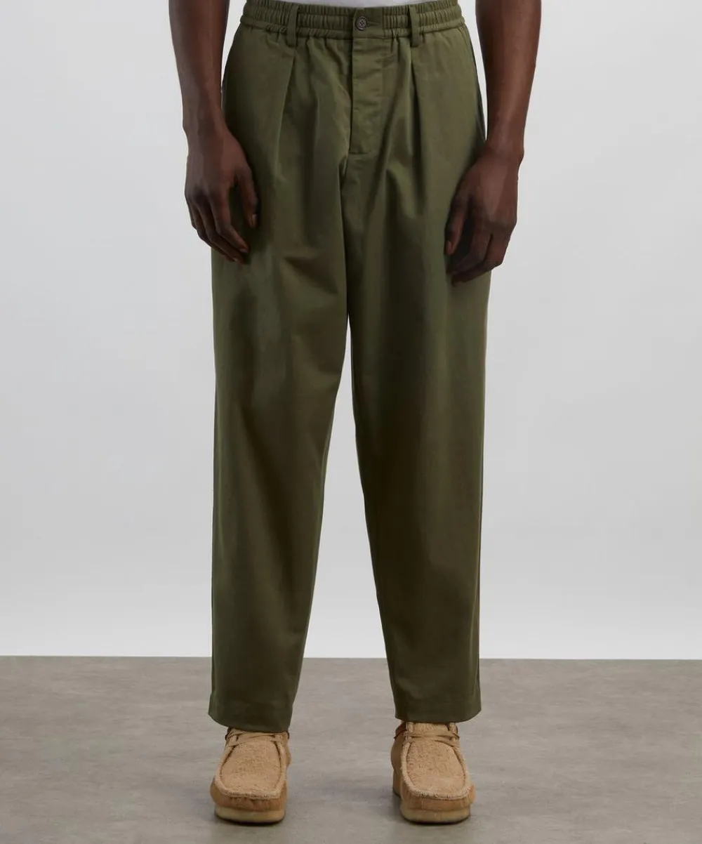 Universal Works Trousers^Olive Pleated Track Trousers