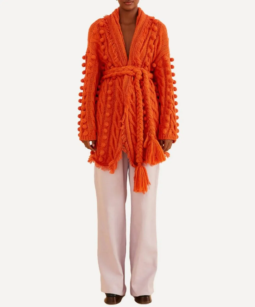 FARM Rio Knitwear^Orange Braided Knit Cardigan