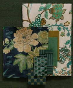 Liberty Interiors Furnishing Fabrics^Ottoman Spot Cut Velvet in Scarab