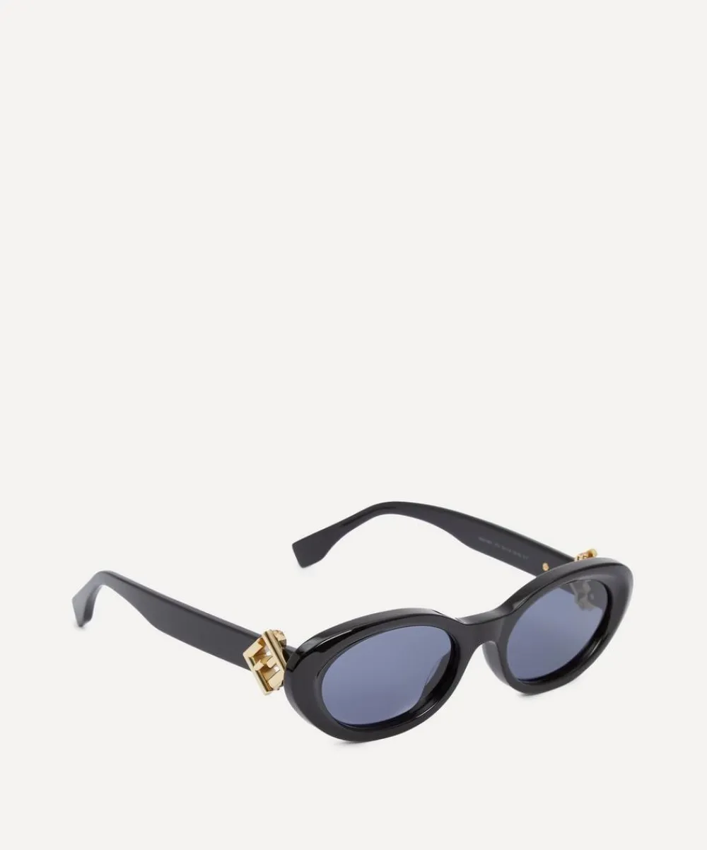 Fendi Sunglasses & Glasses^Oval FF Diamonds Black Acetate Sunglasses