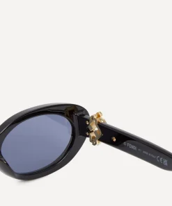 Fendi Sunglasses & Glasses^Oval FF Diamonds Black Acetate Sunglasses