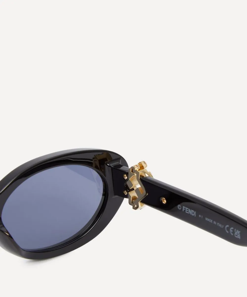 Fendi Sunglasses & Glasses^Oval FF Diamonds Black Acetate Sunglasses