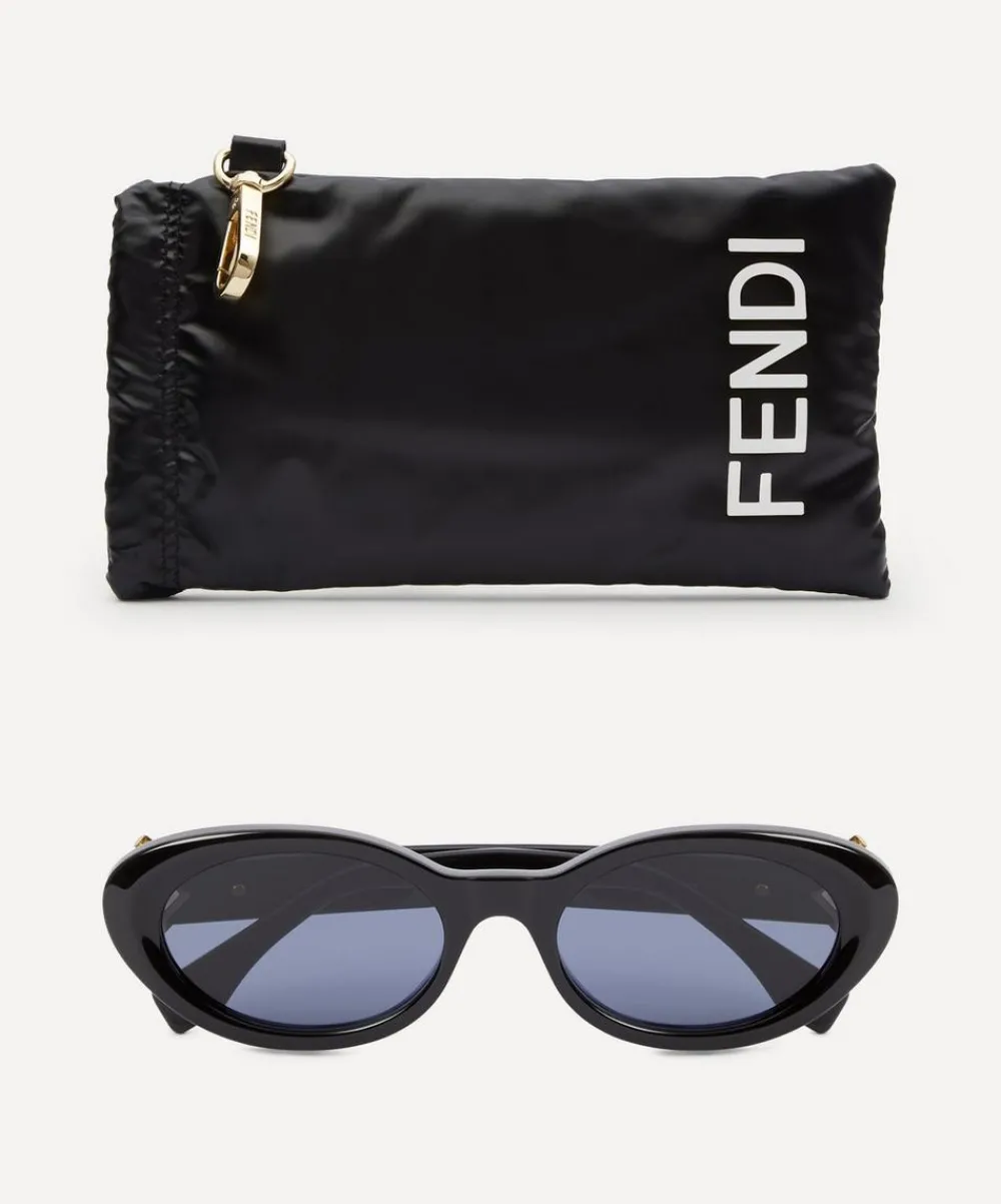 Fendi Sunglasses & Glasses^Oval FF Diamonds Black Acetate Sunglasses