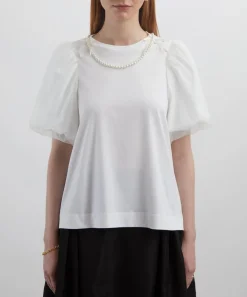 Simone Rocha Tops^Overlay Puff-Sleeve Pearl T-Shirt