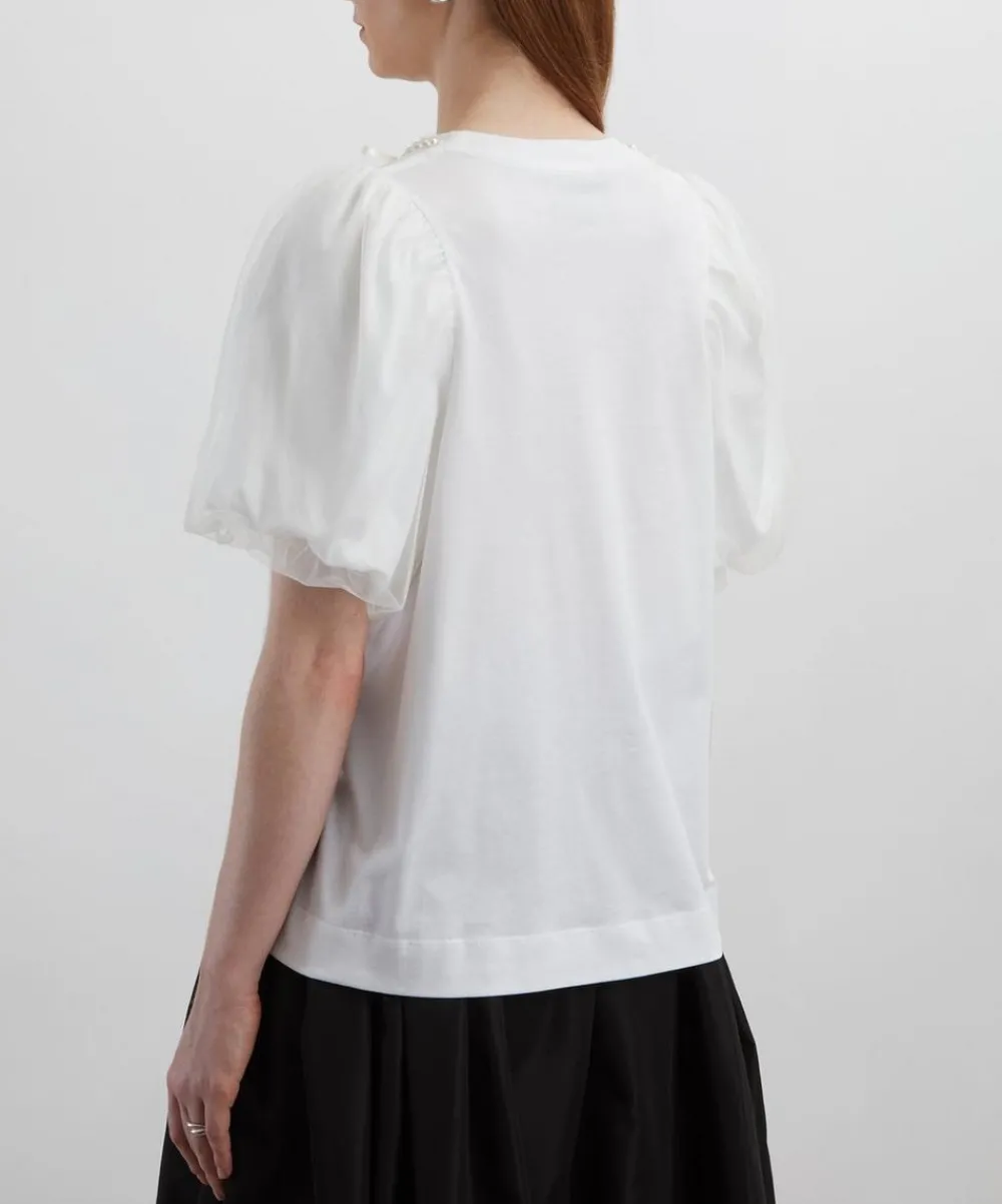 Simone Rocha Tops^Overlay Puff-Sleeve Pearl T-Shirt