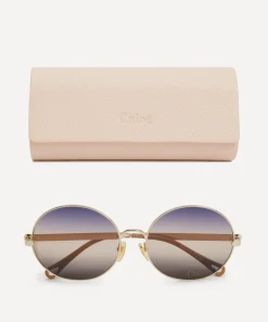 Chloé Sunglasses & Glasses^Oversized Round Metal Sunglasses