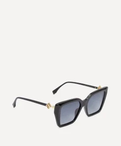 Fendi Sunglasses & Glasses^Oversized Square FF Diamonds Black Acetate Sunglasses