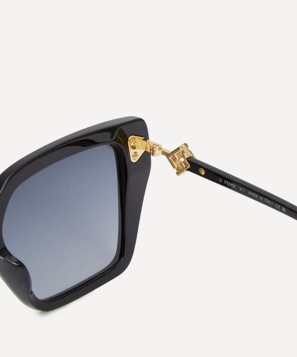 Fendi Sunglasses & Glasses^Oversized Square FF Diamonds Black Acetate Sunglasses