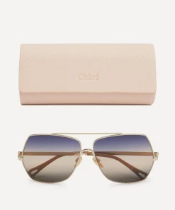 Chloé Sunglasses & Glasses^Oversized Square Metal Sunglasses