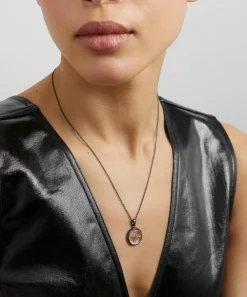 Acanthus Necklaces^Oxidised Silver Crescent Star Triangle Quartz Amulet Pendant Necklace