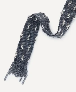 Stephanie Schneider Bracelets|Bracelets^Oxidised Silver Staple Woven Fringe End Chain Bracelet
