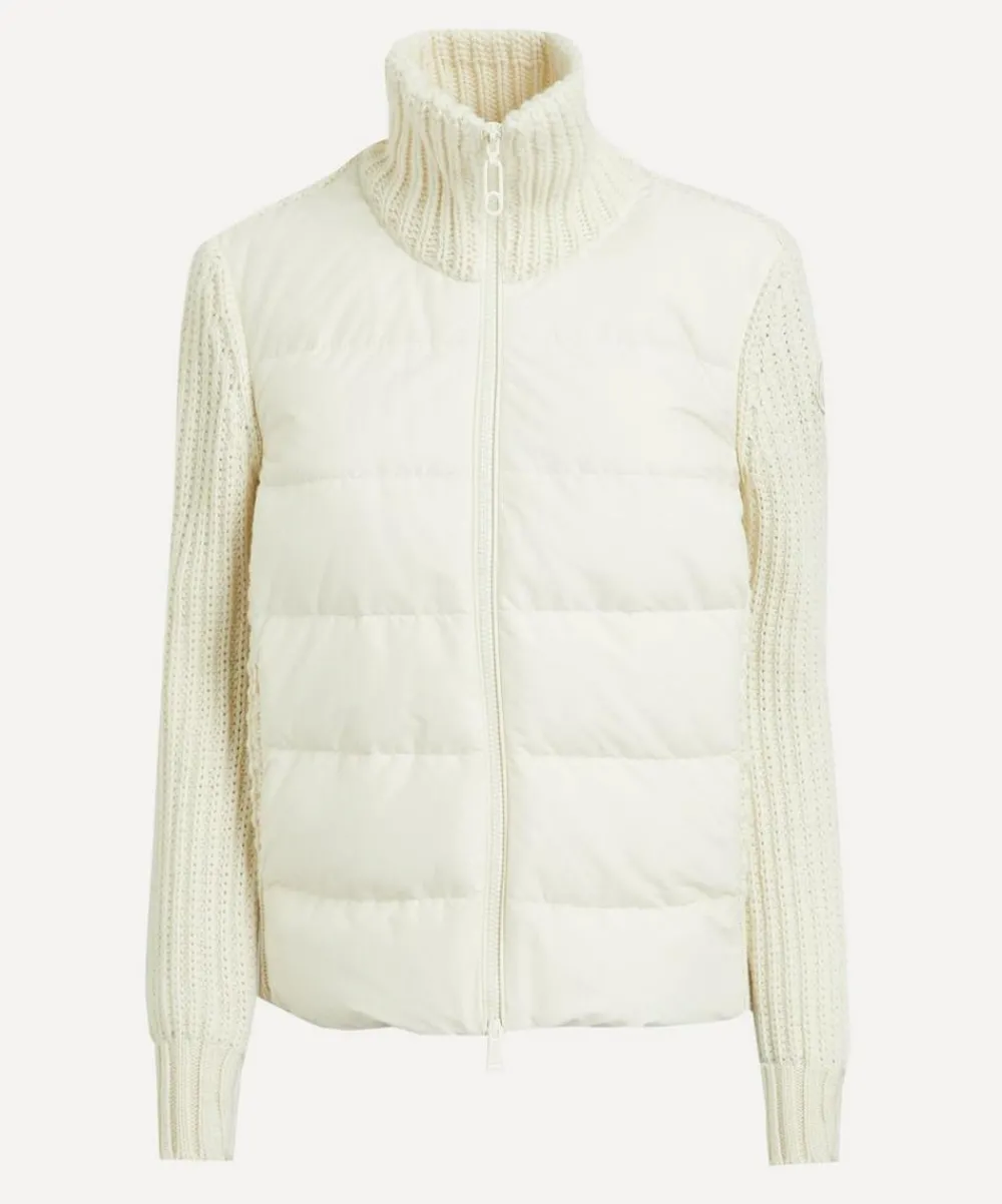 Moncler Knitwear^Padded Wool and Cashmere Zip-Up Cardigan