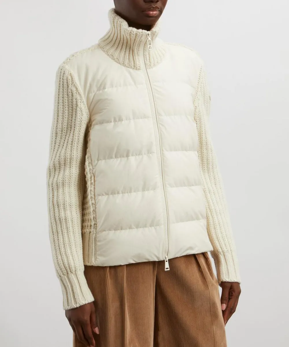 Moncler Knitwear^Padded Wool and Cashmere Zip-Up Cardigan