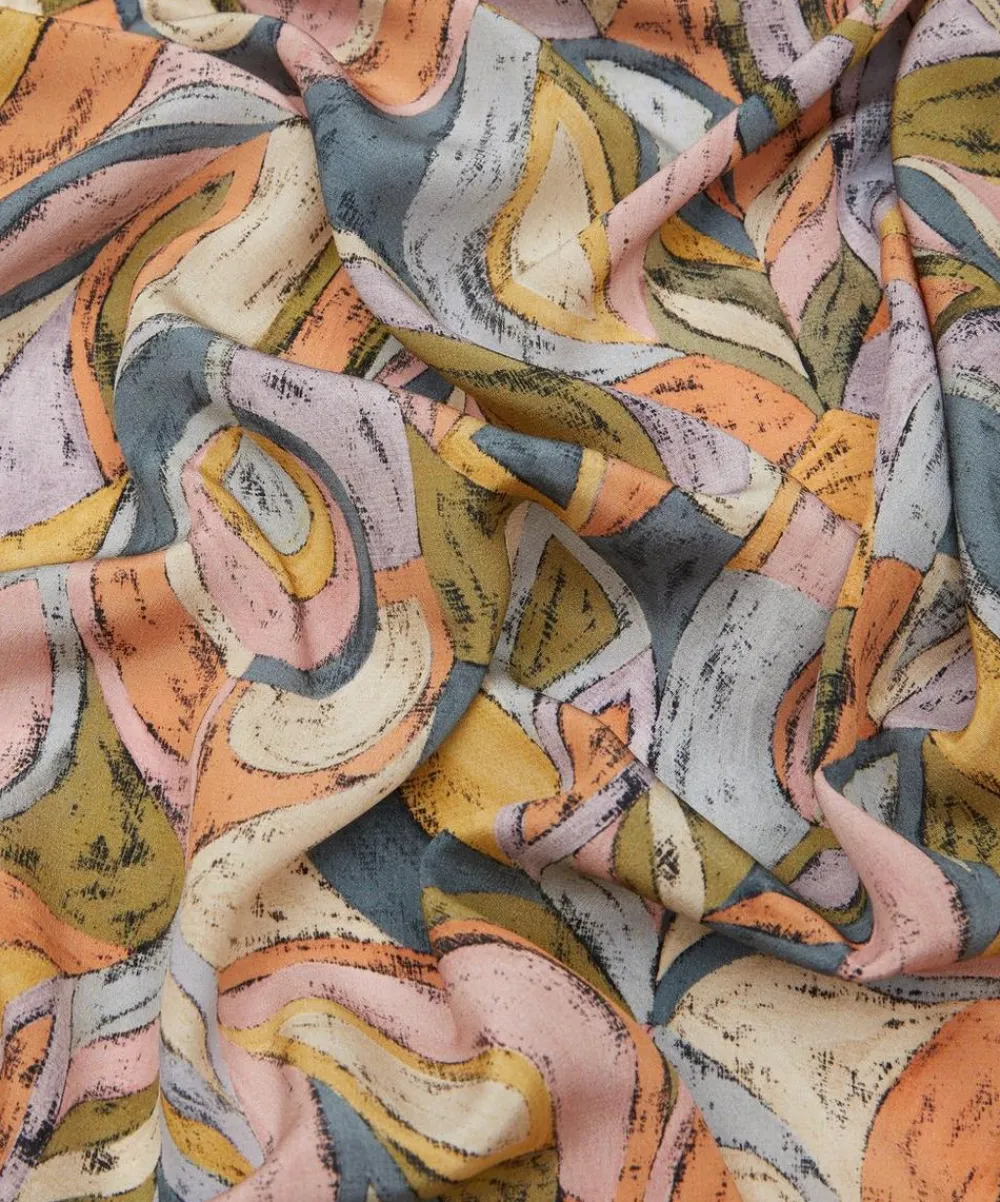 Liberty Fabrics Crepe De Chine^Pastel Peacock Crepe de Chine