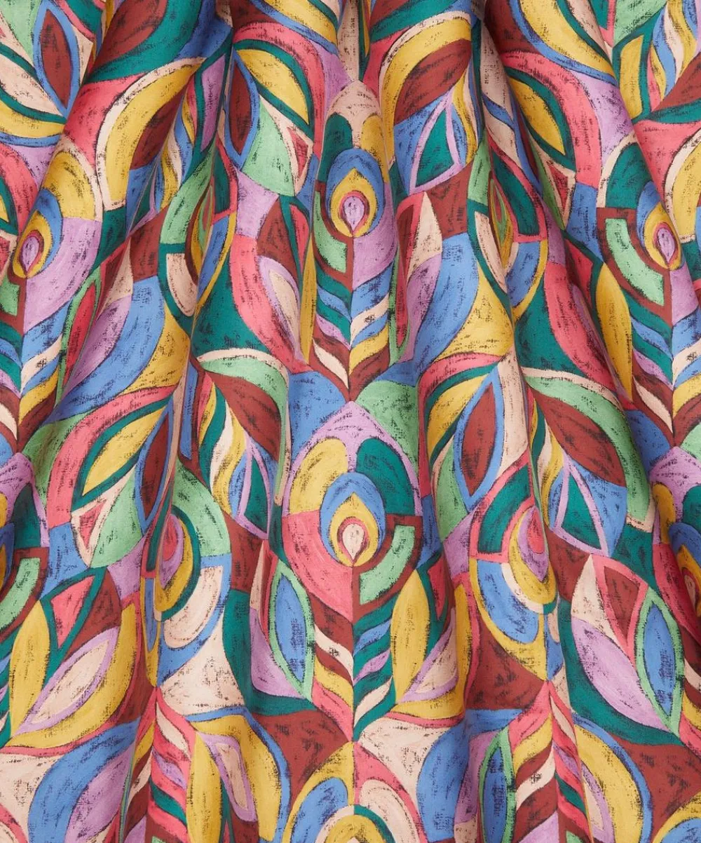 Liberty Fabrics Monument Twill^Pastel Peacock Silk Twill