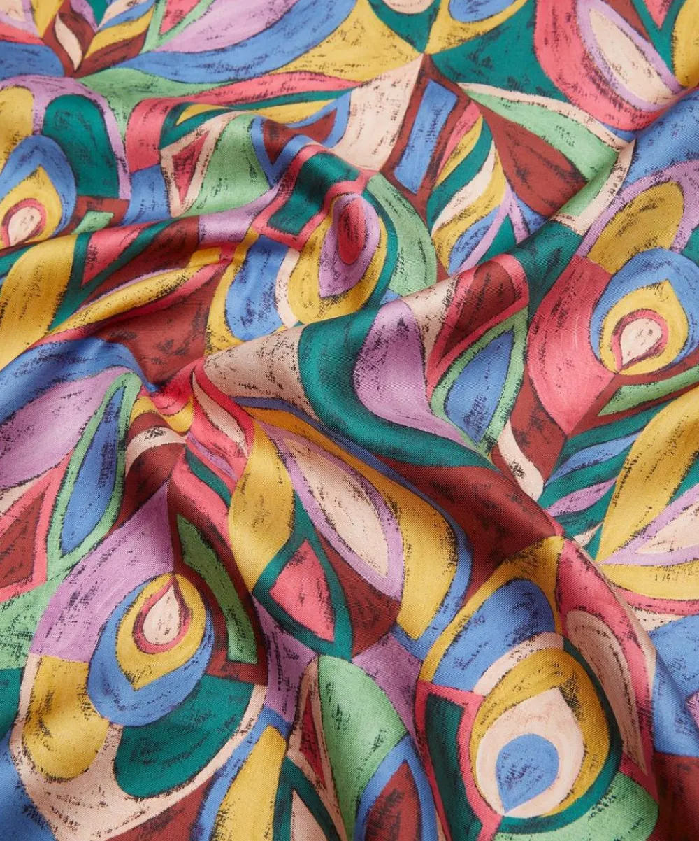 Liberty Fabrics Monument Twill^Pastel Peacock Silk Twill