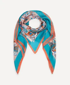 Liberty Scarves^Peacock Fiesta 140x140 Silk Scarf